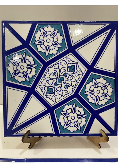 Armada Çini 20x20 Cm Ac 3 A Geometrik Mavi Beyaz Desen Çini Karo
