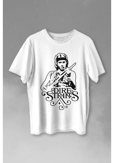 Dire Straits David Mark Knopfler Rock Music Guitar Baskılı Tişört Unisex T-shirt 001