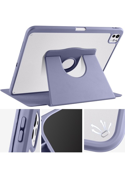 Apple Uyumlu iPad, Pro 13inç M4 2024 Kılıf Termik Kalem Bölmeli Dönebilen Standlı Kılıf A2925 A2926 A3007