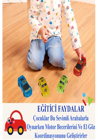 4 Lü Plastik Renkli Oyuncak Araba Seti Renkli Yarış Arabaları Spor Araba Oyuncak Seti