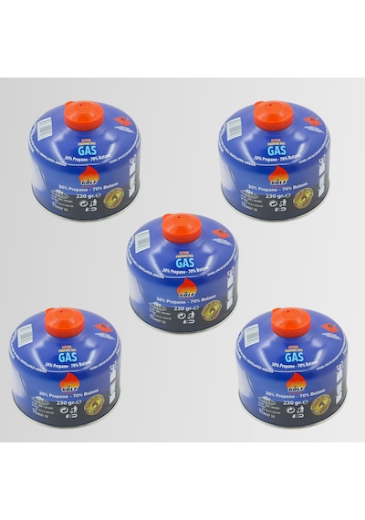 5'li Set - Golf Butan Propan Kamp Gazı Valfli Kartuş 230 Gr Çok Renkli