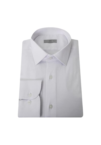 UKİ Uki Beyaz Saten Slim Fit Klasik Gömlek