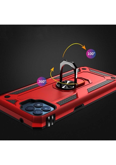 Oppo Reno 4 Lite Kılıf Zore Vega Yüzük Standlı Zırh Kılıf