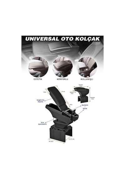 Universal Lüx Kolçak Kol Dayama Ayalanabilir Ayaklı Krom