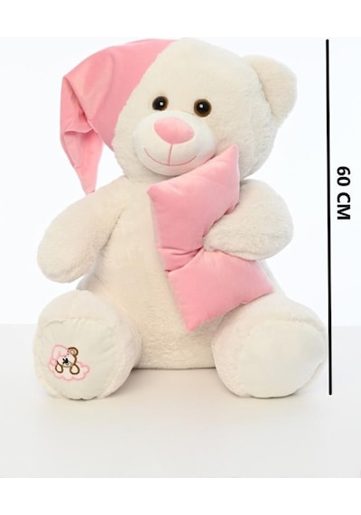 Pufu Toys Uyku Arkadaşım Yumuşak Yastık Peluş Ayıcık 65 Cm Pembe