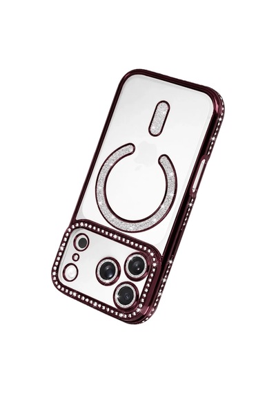Zenviya21 Newface Apple İphone 18 Pro Max Joke Simli Magneticsafe Kılıf - Bordo Zenya785 renkli