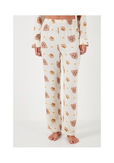 Lela Reguar Fit Yumuşak Dokulu Bayan Pijama Takımı 611Pt288Y Bej