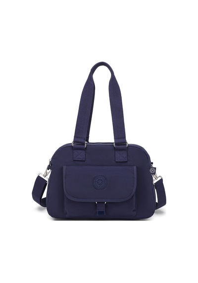 Smart Bags Orta Boy Çok Cepli Su Geçirmez Hafif Krınkıl Kumaş Kadın Omuz Çantası Lacivert