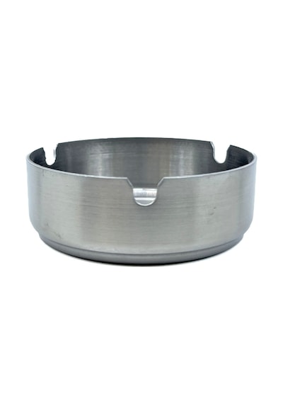 Paslanmaz Çelik Metal Küllük 8 Cm Yuvarlak Masaüstü Küllük Mat Gümüş Dekoratif Modeli
