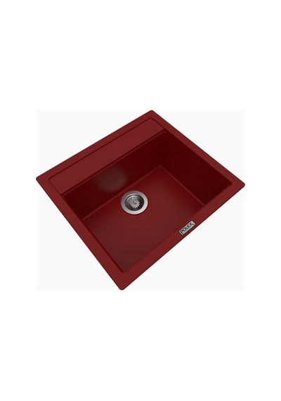 Polex Cristalüx Granit Evye P-08 Bordo Tezgah Altı Ve Tezgah Üstü Kare Mutfak Evyesi 55.5x50 CM