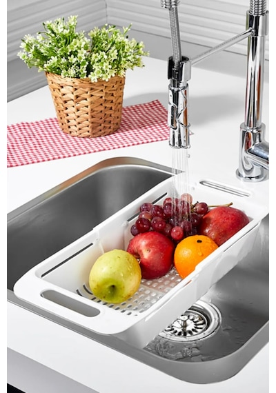 Sürgülü Ayarlanabilir Lavabo Süzgeci Uzun/kısa Evye Tipi Sebze Meyve Yıkama Aparatı Plastik Diğer