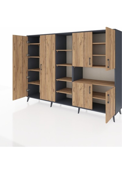 Hyperion Dolap 13 Raflı 6 Kapaklı 220x44x163 Antrasit-çam Atlas Çam - Antrasit Hyperion Dolap 13 Raflı 6 Kapaklı 220x44x163 Antrasit-çam Atlas Çam - Antrasit
