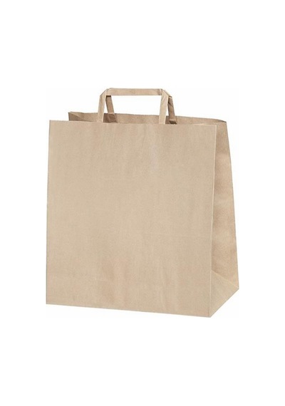 Flat Saplı Kraft Kağıt Çanta 28x17x30 cm - 250 Adet
