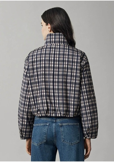 Mavi Dik Yaka Kareli Oversize Kahverengi Kadın Mont 1110815-83152
