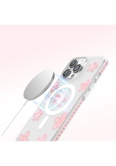 İphone 16 Pro Max Uyumlu Kılıf M-safe Şarj Özellikli Zore Paris Elvo Sert Pc Kapak Pembe