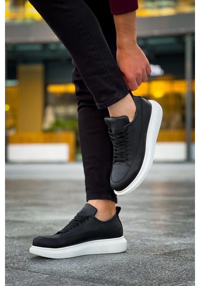 Ay Mood Jy814 Axel Bağcıklı Cilt Erkek Günlük Sneaker Ayakkabı Cbt Siyah