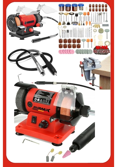 Stilmax STLTM950 Devir Ayarlı Turbo 500W  Taş Motoru + Çok Amaçlı Hortum + Mengene 105 Parça Set