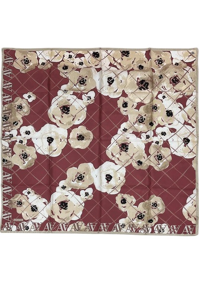 Armine İpek Eşarp Nostalji - 8144-11 Bordo Ekru Twill Siyah Mavi