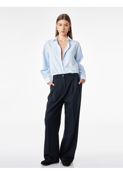 Koton Düğmeli Slim Fit Klasik Yaka Renk Bloklu Uzun Kollu Gömlek Mavi Çizgili 7wak60049uw Koton Düğmeli Slim Fit Klasik Yaka Renk Bloklu Uzun Kollu Gömlek Mavi Çizgili 7wak60049uw