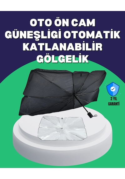 Şemsiye Tasarımlı Katlanabilir Araç Güneşliği - Geniş Uyumlu, Uv Koruma