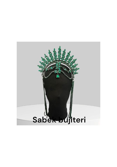 Alınlıklı Taç Büyük Gelin,kına,nişan,söz,after,bride,party Taç Yeşil - 726455370 Yeşil
