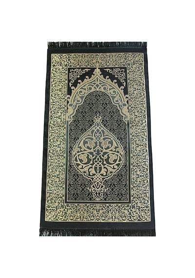 Hediyelik İsme Özel Tesbihli Seccade Seti Siyah Siyah