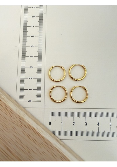 316 L Cerrahi Çelik 1,6mm 12mm Çelik Halka Küpe Gold 4 Adet Altın