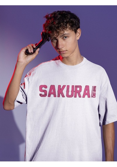 Sevbano Naruto Sakura Haruno Sırt Baskılı Unisex Oversize Anime Tişört Beyaz