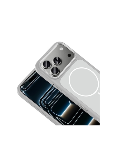 Apple Uyumlu iPhone 17 Pro Max Kılıf M-safe Şarj Özellikli Metal Kamera Çerçeveli Sanremo Silikon Kılıf Beyaz