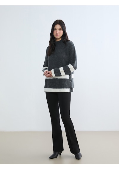 Lcw Comfort Gri Yarım Balıkçı Yaka Kadın Triko Tunik