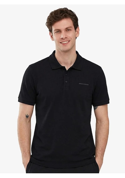 Skechers M Short Sleeve Polo Erkek T-shirt SIYAH