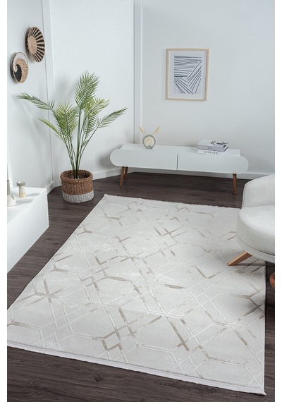 Mariesse Home Bambu Dokulu Modern Sık Dokuma Koridor Kesme Yolluk Dokuma Makine Halısı Y00595a Bej