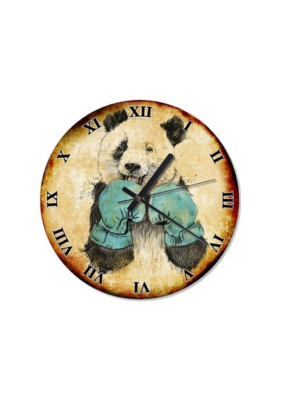 Boksör Panda Retro Duvar Saati (408137003) Çok Renkli