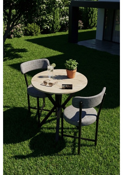 Mutfak Masası 70 Çap 2 Sandalyeli Traverten Görünümlü Balkon Bahçe Cafe Masa Seti Teddy Gri Mutfak Masası 70 Çap 2 Sandalyeli Traverten Görünümlü Balkon Bahçe Cafe Masa Seti Teddy Gri