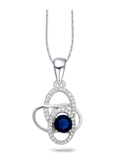 Brezza Lusso Jewelry  Diamond Serisi Safir Tektaş Girdap Stylish/night Gümüş Kadın Kolye 45 CM 45 CM
