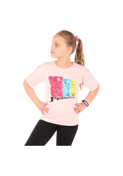 Toontoy Kids Toontoy Kız Çocuk Penucid Bear Baskılı Tişört Pudra