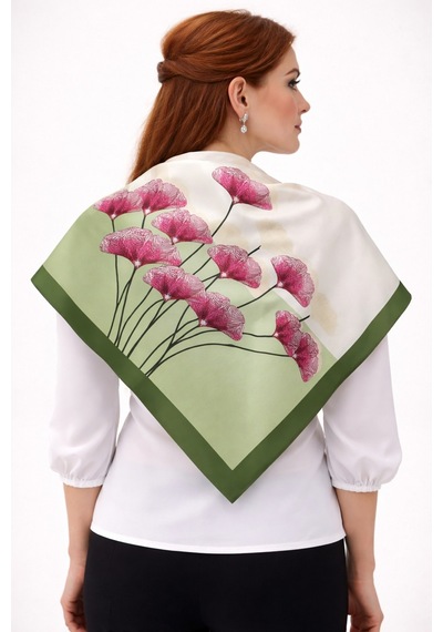 Tarzını Seç Yeşil Ginkgo Fular / Bandana / Aksesuar / Şal / Eşarp 70x70