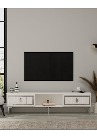 Orionct Tv Sehpası Beyaz-gümüş Beyaz-gümüş