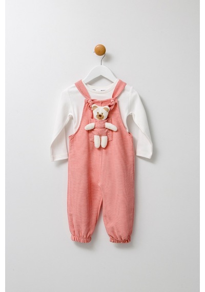 Unisex En Çizgi Fitilli Teddy Oyuncaklı 2'li Salopet 001
