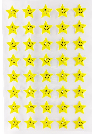 Sticker Kabartmalı A4 Boyutunda Stiker Defter, Planlayıcı Etiket - Lim029 - Gülen Yıldız