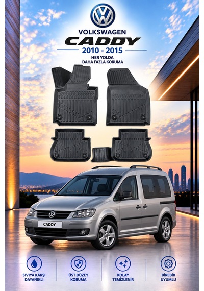 Volkswagen Caddy 2010-2015 Aracınıza Özel Üretim Havuzlu Paspas Takımı A+ -mod-