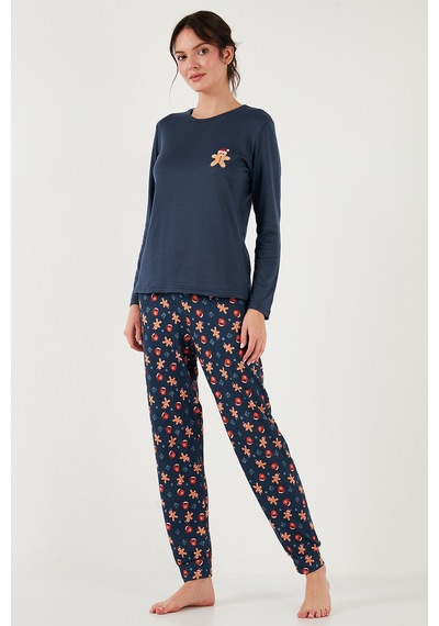 Lela Streç Regular Fit Beli Lastikli Bisiklet Yaka Bayan Pijama Takımı 65714101 Lacivert Lela Streç Regular Fit Beli Lastikli Bisiklet Yaka Bayan Pijama Takımı 65714101 Lacivert