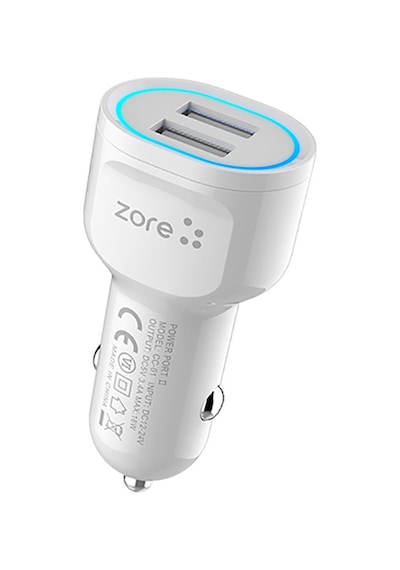 Mobilefix Cc-01 Hızlı Şarj Özellikli Led Işıklı Dual Usb Araç Şarj Başlığı 18w - Beyaz Beyaz
