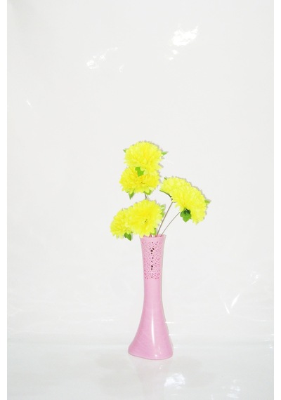 40 Cm Pembe İşlemeli Vazo Sarı Çiçek