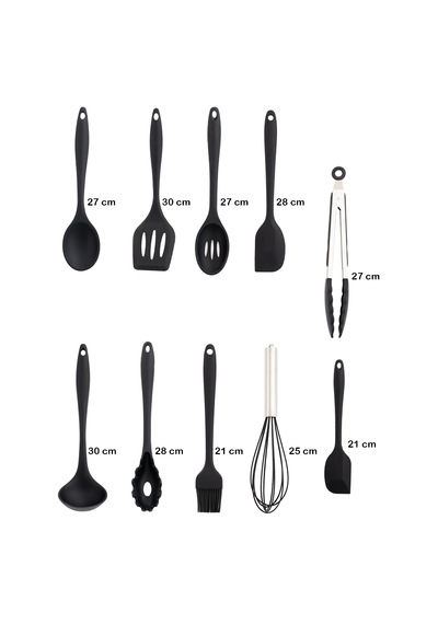 Perotti 15678 Kitchenmate Lucy Black 10 Parça Silikon Spatula Set