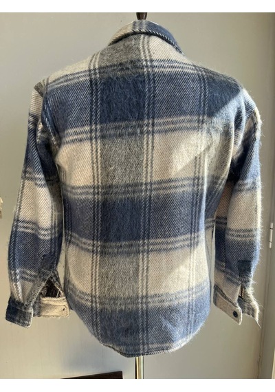 Unisex Jakarlı Oversize Mavi Gömlek Mavi