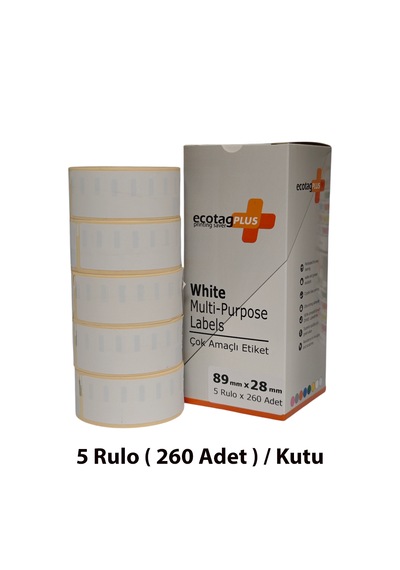 Ecotagplus Dymo Muadili Etiket - 89 Mm X 28 Mm - 5 X 260 Adet - Eko Paket - 99010 1