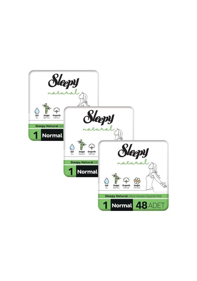 Sleepy Natural Ultra Hassas Hijyenik Ped Mega Fırsat Paketi Normal 3 x 48'li