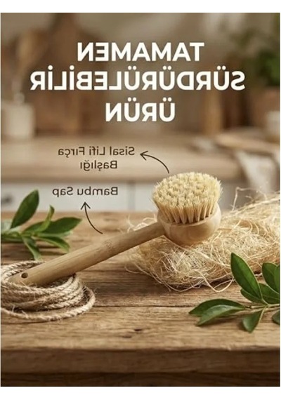 Bambu Saplı Sisal Lifli Bulaşık Fırçası