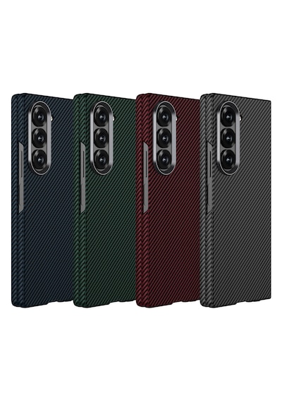 Samsung Galaxy Uyumlu Z Fold 6 Kılıf Kamera Çıkıntılı Karbon Fiber Kapak